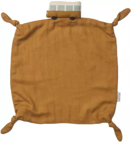 Schmusetuch Agnete aus Bio-Baumwolle, Bus in Braun