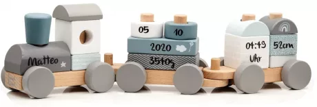 Holzeisenbahn - blau - personalisiert Label Label | Kidslino