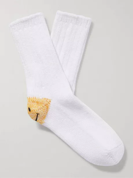 White Intarsia Cotton-Blend Socks | KAPITAL | MR PORTER