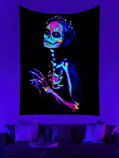 Tapeçaria Brilho na escuridão Estampa de caveira | SHEIN Brasil