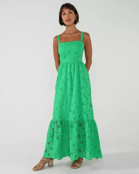 Vestido longo evasê laise verde | Loja Riachuelo