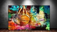 LEINWAND BILD ER XXL POP ART BASKETBALL NBA BUNT ABSTRAKT GRAFFITI WAND POSTER | eBay