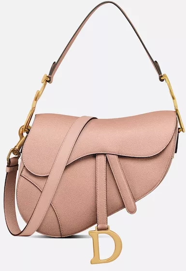 Saddle Bag with Strap Blush Grained Calfskin | DIOR