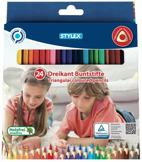 Buntstifte, Dreikant, 24 Stück (26004), STYLEX | Schule - Stylex