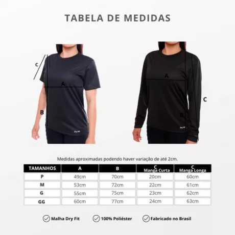 Camiseta Feminina Dry Manga Longa Treino Academia Blusa - Preto | Netshoes