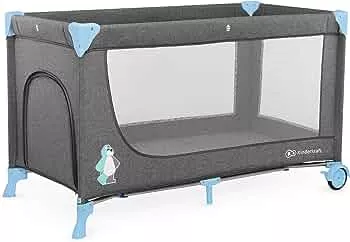 kk Kinderkraft Kinderreisebett JOY, Babybetten, Kinderbett, Reisebett, Praktisch, Modernes Design, Kleine Abmessungen nach Zusammenklappe, Räder, Tasche, Blau : Amazon.de: Baby