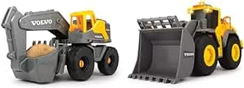 Dickie Toys Volvo Schaufelbagger, Baustellenfahrzeug mit beweglicher Schaufel und Schaufelarm & - Volvo Wheel Loader – 23 cm großer Radlader mit riesiger Schaufel: Amazon.de: Spielzeug