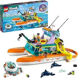 LEGO 41734 Friends Seerettungsboot Set, Tierrettungs-Spielzeug mit Delfin-Tierfiguren und U-Boot, Geschenk zu Weihnachten für Kinder, Mädchen und Jungen ab 7 Jahren, Öko-Lernspielzeug: Amazon.de: Spielzeug