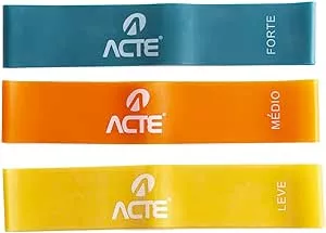 Acte, Kit com 3 Faixas Elásticas Mini Band T71 Com Intensidades Leve Médio e Forte, Diversas Cores : Amazon.com.br: Esporte