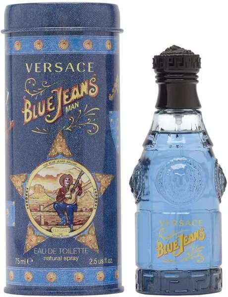 Gianni Versace Blue Jeans Man Eau de Toilette Natural Spray 2.5 Ounce, one size | Amazon.com.br