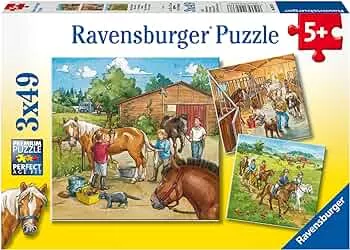 Ravensburger Kinderpuzzle - 09237 Mein Reiterhof - Puzzle für Kinder ab 5 Jahren, mit 3x49 Teilen: Amazon.de: Spielzeug