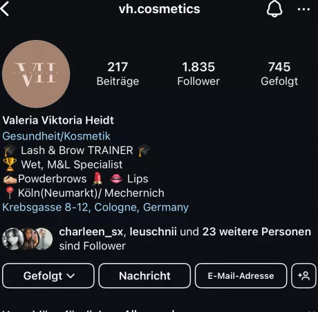 Gutschein von Valeria für Wimpern