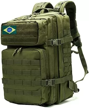 Mochila tática militar, 45 litros, sistema Molle, mochila para uso militar, mochila de emergência para caminhadas, acampamentos e atividade ao ar livre - Verde B2T | Amazon.com.br