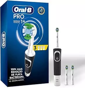 Oral-B PRO Series 1+, Escova de Dentes Elétrica, Cabeça Redonda, Cabo Ergonômico, 3 refis Precision Clean, Preta | Amazon.com.br