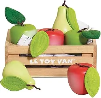 Le Toy Van - TV191 - Lernspiel für Kinder ab 2 Jahren, Obstkiste, Holzspielzeug Äpfel und Birnen, Montessori-Spielzeug, ökologisches Spiel aus FSC-Holz und Farben auf Wasserbasis: Amazon.de: Spielzeug