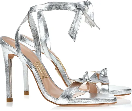 UZA Shoes - Sandália Salto Alto Metalizado Prata - Coleção Primavera/verão 2024