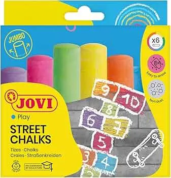Jovi Straßenkreide Classcolor, staubarm, sehr gute Farbabgabe, leicht abwischbar, Durchmesser 2,0,cm, 6 Stück in einer einer Schachtel: Amazon.de: Spielzeug
