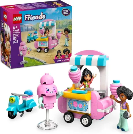 LEGO Friends Zuckerwattestand, Spielset für kreative Rollenspiele mit 2 Minifiguren, fahrbarem Stand und Zubehör, Geschenk für Mädchen ab 6 Jahren, Bauset mit Mini Puppen 42643: Amazon.de: Spielzeug