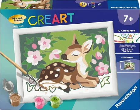Ravensburger CreArt - Kleines REH - Malen nach Zahlen für Kinder ab 7 Jahre, Malset mit Rahmen, Pinsel und Acrylfarben