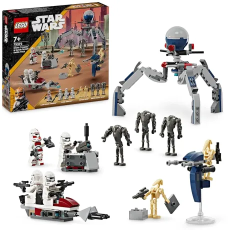 LEGO Star Wars 75372 Clone Trooper & Battle Droid Battle Pack, inkl. 4 Minifiguren, 5 Droiden und Speeder Bike mit Shooter - Bauspielzeug für Jungen und Mädchen ab 7 Jahren: Amazon.de: Spielzeug