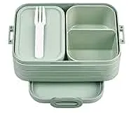 Mepal Bento Brotdose Midi Take A Break - Brotdose mit Bento Box - Für 2 Sandwiches oder 4 Brotscheiben - Lunchbox für kleine Snacks & Reste - Brotdose Erwachsene Essenbox mit Fächern - Nordic sage