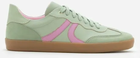 Tênis Estilo Chuteira em PU com Detalhes nas Laterais Verde/Rosa