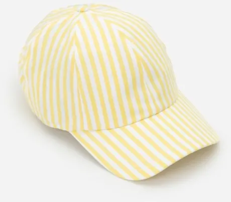 Boné Aba Curva com Listras em Fio Tinto Amarelo