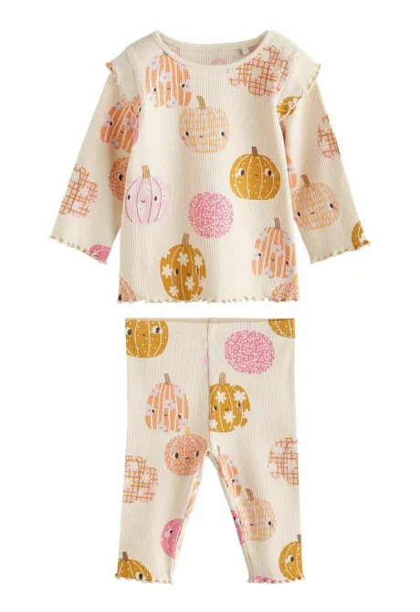 Next REGULAR FIT - 2 PIECE SET - Leggings - Hosen - cream/pink halloween pumpkin/beige - Zalando