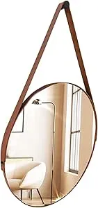Espelho Adnet Redondo Decorativo 40cm em Couro Sintético Cor Marrom – Elegância e Sofisticação para seu Ambiente | Amazon.com.br