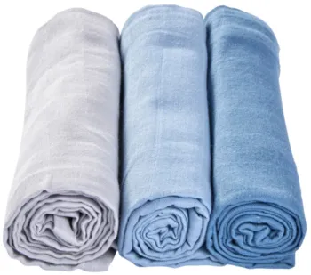 HANS NATUR Spucktücher Bio-Baumwolle 3er Set "Dusty Blue", Maße 75 x 75 cm