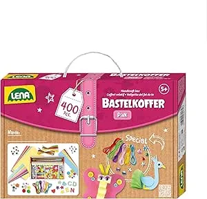 Lena 42714 Craft Case, 400 Pieces, Material for Crafts, with Colourful Paper, Foam Rubber, Pipe Cleaners, Wiggly Eyes, Pompoms, Ice Cream Sticks, Buttons and More, for Kids Aged 5 & Up, Pink & Purple: Amazon.de: Toys