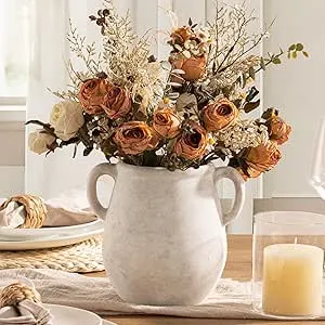 Amazon.com: Vaso de flores de cerâmica, decoração de casa, branco, rústico, de 17 cm, para sala de estar, quarto, plantas, decoração moderna, quinta, vintage, para cozinha, prateleira, escritório, café, mesa de : Casa