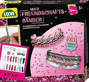 Lena 42116 Craft Set Multi Friendship Bands, Complete Set with 2 Ribbons Made of Satin, Yarn in 8 Colours, 3 Cords and 2 Clasps, Latch Hook Set for Children from 8 Years, Braided Set for 2 Bracelets 5-in-1: Amazon.de: Toys