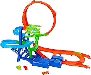 Hot Wheels Spielzeugauto-Trackset, Stunttrack Unendliche Crash-Action mit Die-Cast-Spielzeugauto im Maßstab 1:64 und batteriebetriebenem Beschleuniger für endlose Stunts und Rennen, JKJ78: Amazon.de: Spielzeug