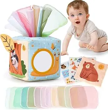 hahaland Caixa de lenços brinquedos bebés 6-12 meses, brinquedos Montessori 6 a 12 meses caixa de tecido suave brinquedos interativos presente bebé 1 ano : Amazon.es: Brinquedos e Jogos