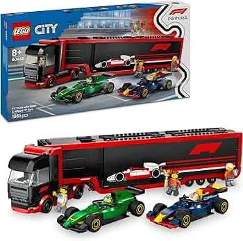 LEGO City F1 transportør med RB20 & AMR24 F1 racerbiler - legetøjsbiltransportør til Red Bull & Aston Martin Formel 1 hold - inkl. 5 minifigurer - gave til drenge og piger fra 8 år 60445: Amazon.de: Legetøj