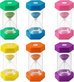 6 stykker farverige sandure til børn, farverige sandure sæt 1/3/5/10/15/30 minutter, ure ure børns liv, læring, spil timing. : Amazon.de: Legetøj