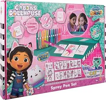 Gabby’s Dollhouse - Sprühstift-Set Desktop Box - Malstifte für Kinder - Malset mit Buntstiften und Malvorlagen (GD23368): Amazon.de: Spielzeug
