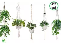 Huma Blumenampel 5er Set Makramee handgeknüpft Blumenampel Pflanzen aufhänger Hängeampel Blumentopf Pflanzen Halter für Innen Außen Decken Balkone Terrasse Wanddekoration Boho Deko: Amazon.de: Garten