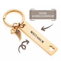 Gravur-Schlüsselanhänger mit kleinem Engelsflügel - Farbe: Gold | günstig online kaufen - Himmelsflüsterer.de