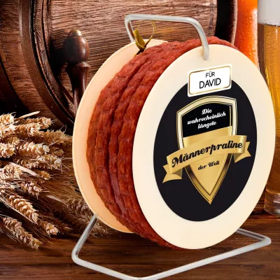 Personalisierte Salami-Kabeltrommel - Männerpraline